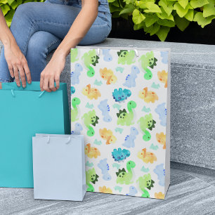 Watercolor Dinosaur Seamless Pattern Medium Gift Bag
