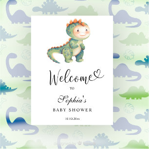 Watercolor Dinosaur - Welcome baby shower Poster