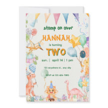 Watercolor Dinosaurs Birthday Invitation