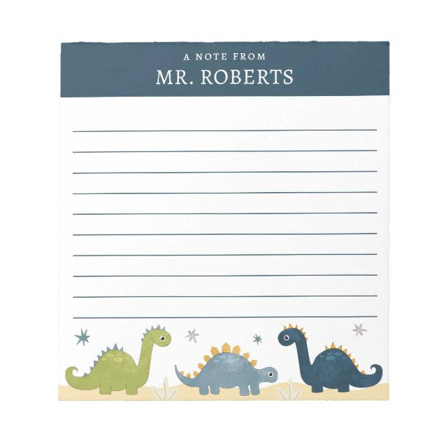 Watercolor Dinosaurs Science Teacher Notepad (Front)