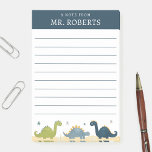 Watercolor Dinosaurs Science Teacher Post-it Notes<br><div class="desc">Dinosaur themed science teacher post it notes with name template on a blue background. A cute personalised writing paper pad that is lined and features watercolor stars, triceratops, stegosaurus, and brachiosaurus. This dino themed sticky note pad would make a thoughtful teacher appreciation gift or fun back to school stationery for...</div>