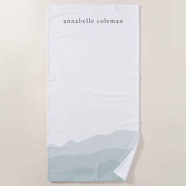 Watercolor Dip Dye Sage Green Ombre Elegant Beach Towel (Front)