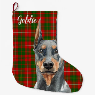 Watercolor Doberman Pinscher Dog Personalized Large Christmas Stocking