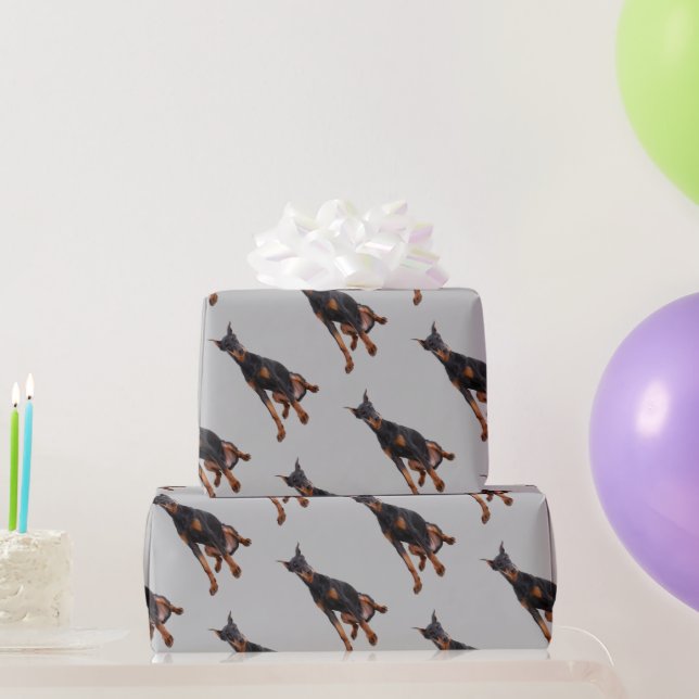 Watercolor Doberman Pinscher Dog Pet Animal  Wrapping Paper (Party Gifts)