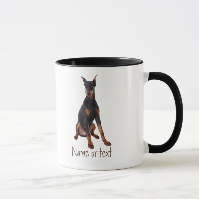 Watercolor Doberman Pinscher Dog Pet  Custom  Mug (Right)