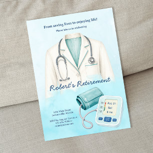 Watercolor Doctor Nurse Retirement Party Invitation