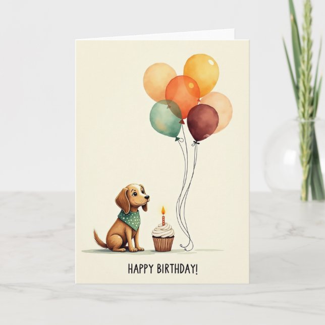 Watercolor Dog Birthday Card (Front)