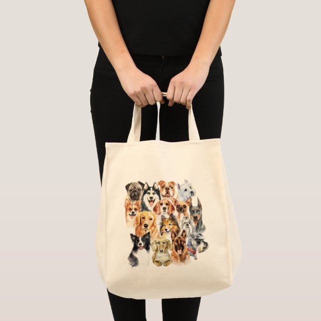 Watercolor Dog Breeds Collage Tote Bag (Front (Product))