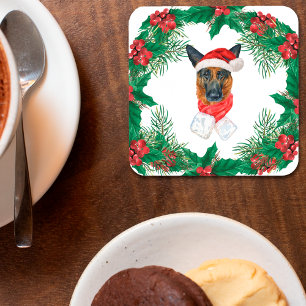 Watercolor Dog Breeds, German Shepherd Christmas  Coaster