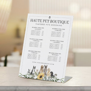 Watercolor Dog Breeds Pet Care Service Prices Pedestal Sign