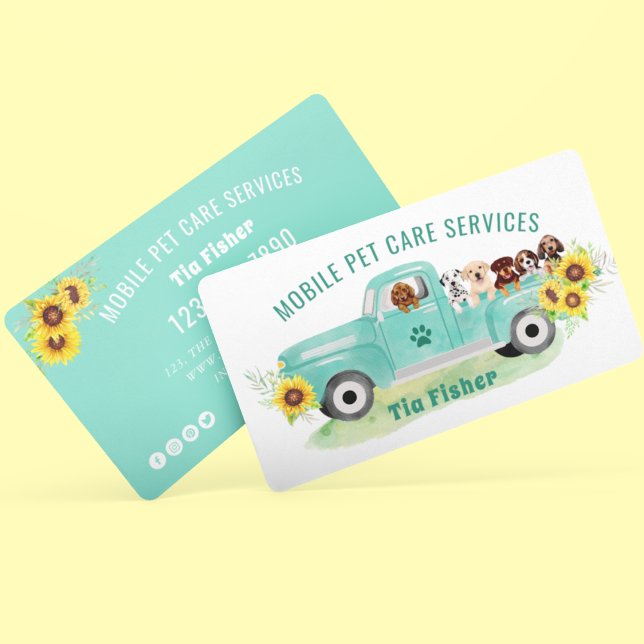 Watercolor Dog Breeds Pet Groomer Business Card (Mobile Pet Grooming)