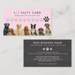 Watercolor Dog Breeds Pet Grooming pink gray Business Card