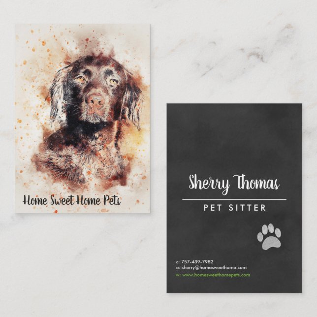 Watercolor Dog Business Card (Front/Back)