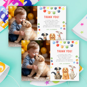 Watercolor Dog First Birthday Party Thank You Card