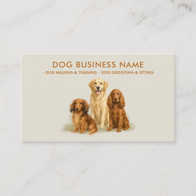 Watercolor Dog Grooming Walking Sitting Boarding  Business Card (Front)
