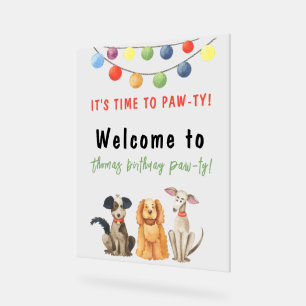 Watercolor Dog Kids Birthday Acrylic Sign