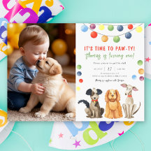 Watercolor Dog Kids Birthday Party