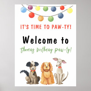 Watercolor Dog Kids Birthday Poster