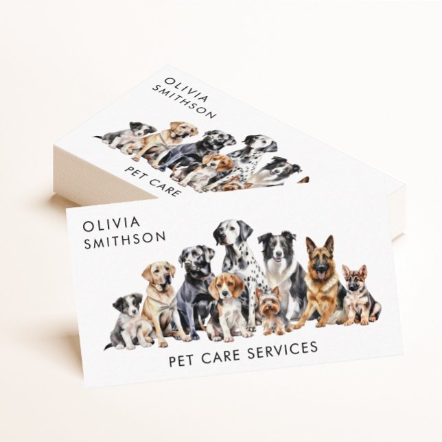 Watercolor dog pack dog walking and pet care business card (Creator Uploaded)