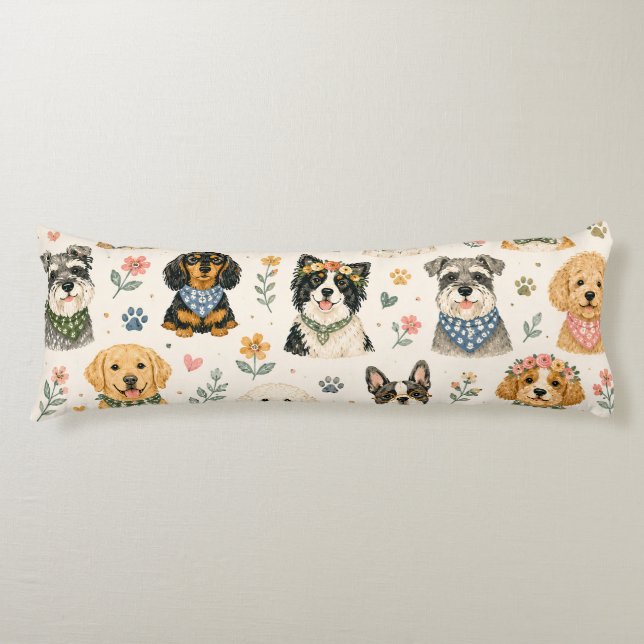 Watercolor Dog Pattern Bundle  Body Cushion (Front)