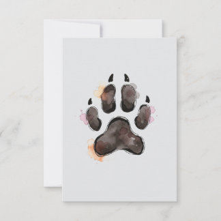 Watercolor Dog Paw Print Note Card