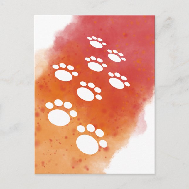 Watercolor Dog Paw Tracks Postcard (Front)