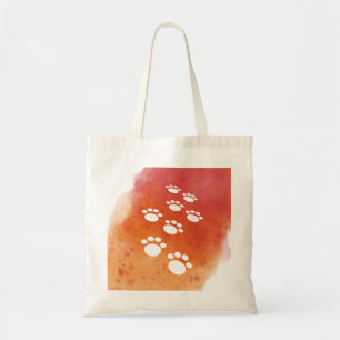 Watercolor Dog Paw Tracks Tote Bag