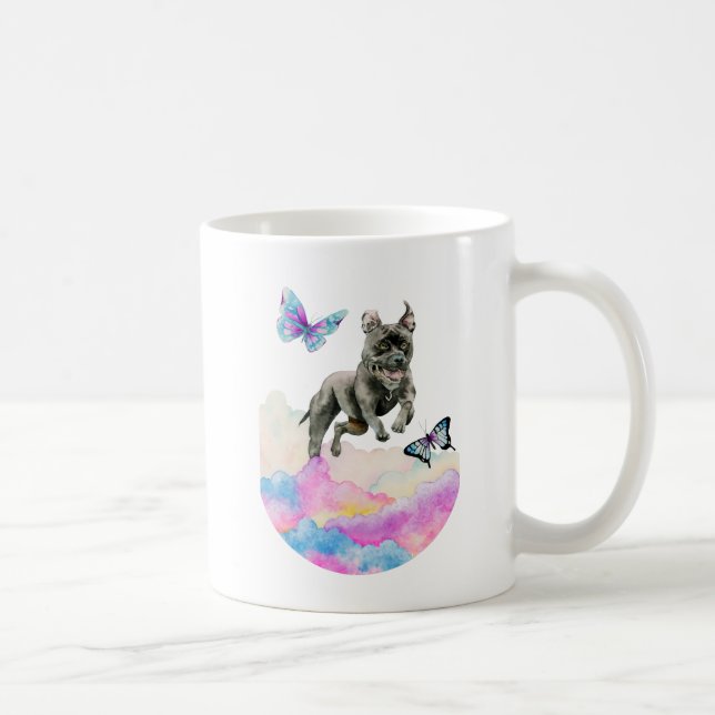 Watercolor Dog Pit Bull Terrier Whimsical Art Coffee Mug (Right)