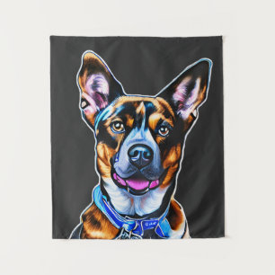 Watercolor Dog Portrait Hand Painted, Isolated Dog Tapestry