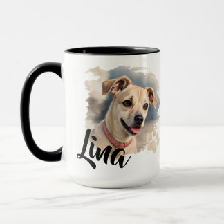 Watercolor Dog Portrait with Artistic Brush Stroke Mug