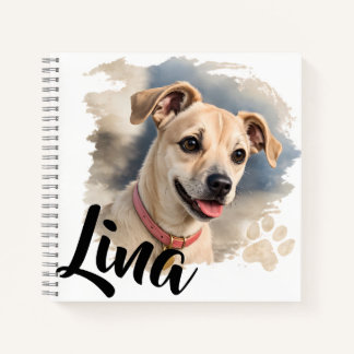 Watercolor Dog Portrait with Artistic Brush Stroke Notebook