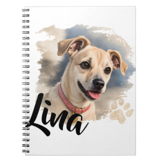 Watercolor Dog Portrait with Artistic Brush Stroke Notebook