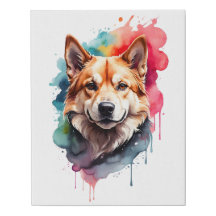 Watercolor Dog Splatter Art Portrait Ink Splash