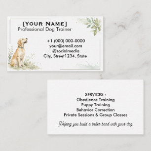 Watercolor Dog Trainer Customisable Business Card