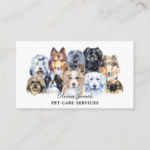 Watercolor dog walker pet sitter business card