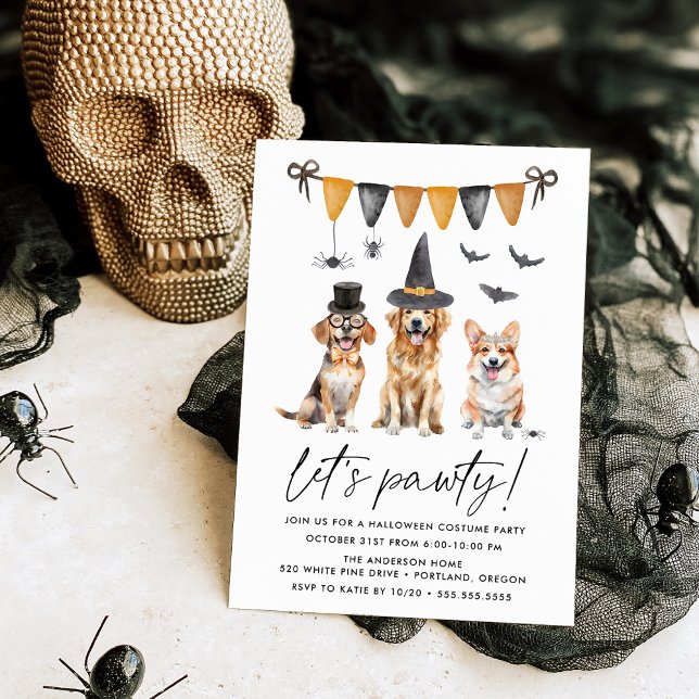 Watercolor Dogs Kids Halloween Costume Party Invitation (Creator Uploaded)