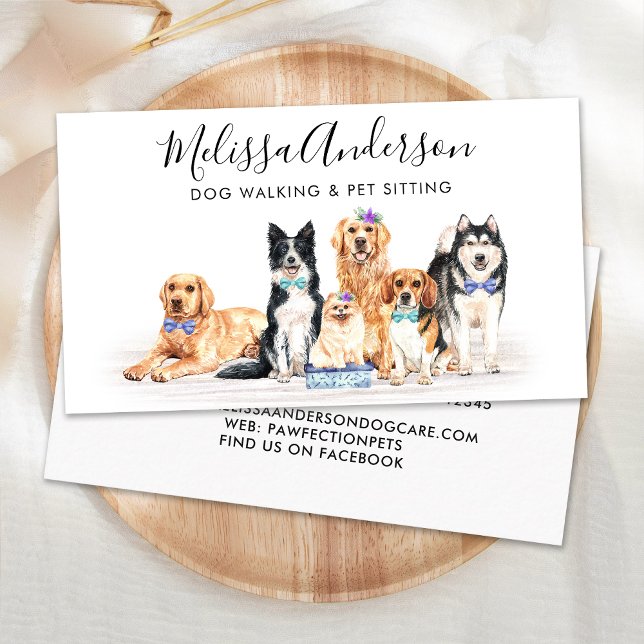 Watercolor Dogs Pet Sitter Dog Groomer  Business Card (Creator Uploaded)