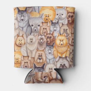 Watercolor Dogs: Whimsical Seamless Fun Can Cooler