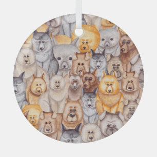 Watercolor Dogs: Whimsical Seamless Fun Glass Tree Decoration