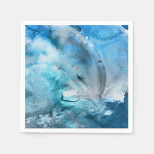 Watercolor Dolphin Digital Art Napkin