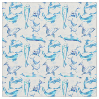 watercolor dolphin fish seamless pattern, dolphin fabric