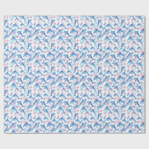 Watercolor Dolphin Floral Wrapping Paper