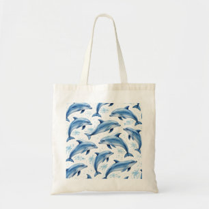 Watercolor Dolphin Pattern Tote Bag
