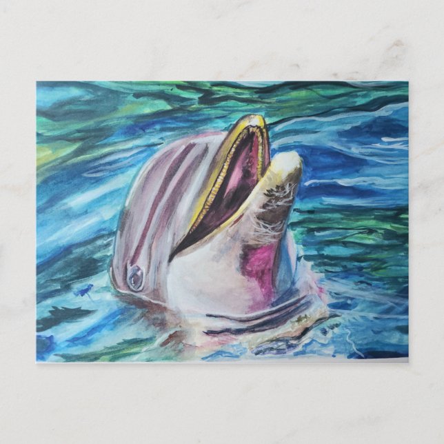 Watercolor Dolphin Post Card (Front)