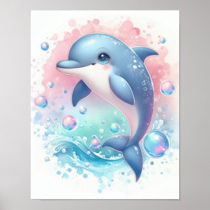 Watercolor Dolphin Poster