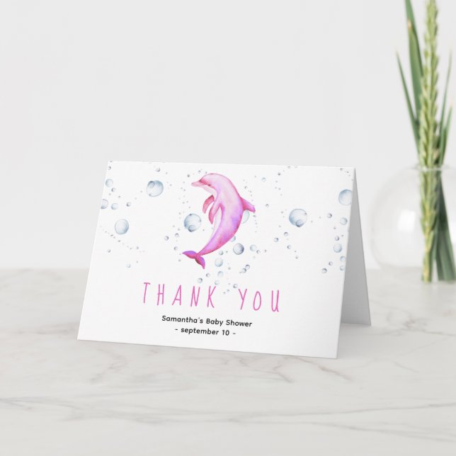 Watercolor dolphin - thank you baby shower (Front)