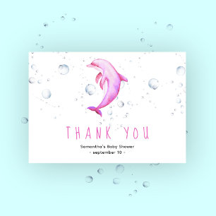 Watercolor dolphin - thank you baby shower card