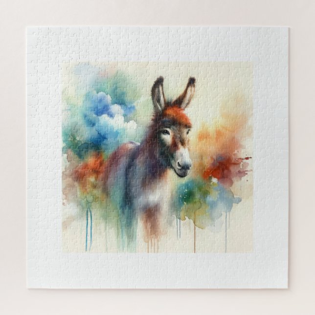 Watercolor Donkey 080824AREF138 - Watercolor Jigsaw Puzzle (Vertical)