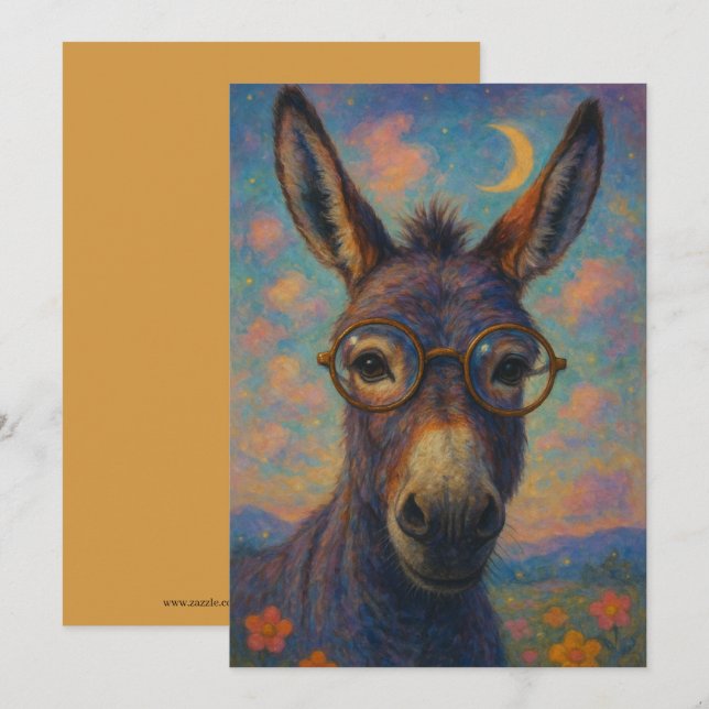 Watercolor Donkey Burro Greeting Card (Front/Back)