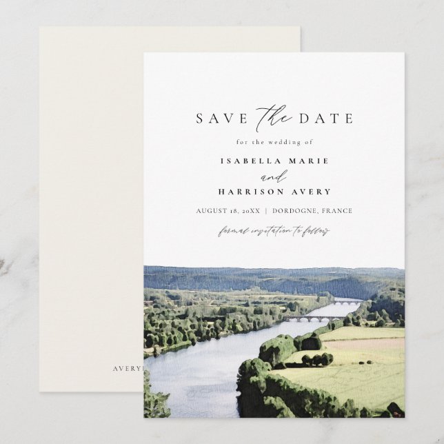 Watercolor Dordogne South France Save the Date Invitation (Front/Back)